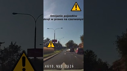 Omijanie pojazdów, skręt w prawo na czerwonym #shorts #rikordwidjo