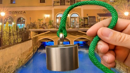 Łowimy magnesem pod starym hotelem w Szczecinie