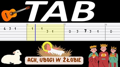 Ach, ubogi żłobie - melodia TAB (gitara)  TABY I NUTY W OPISIE