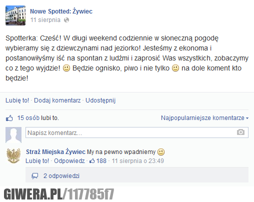 Straż miejska, żywiec, spotted, piwo, ognisko,