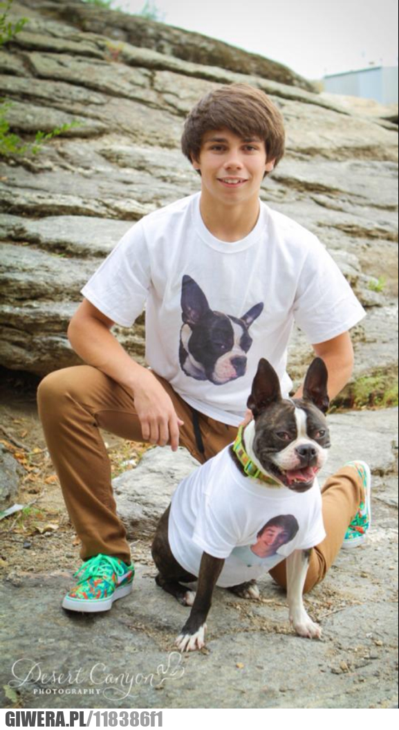 Koszulka,pies,właściciel,mops