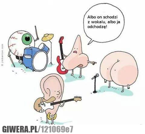 Wokalista,wokal,tyłek,pierdzenie,nos,ucho,oko,zespół muzyczny,zespół