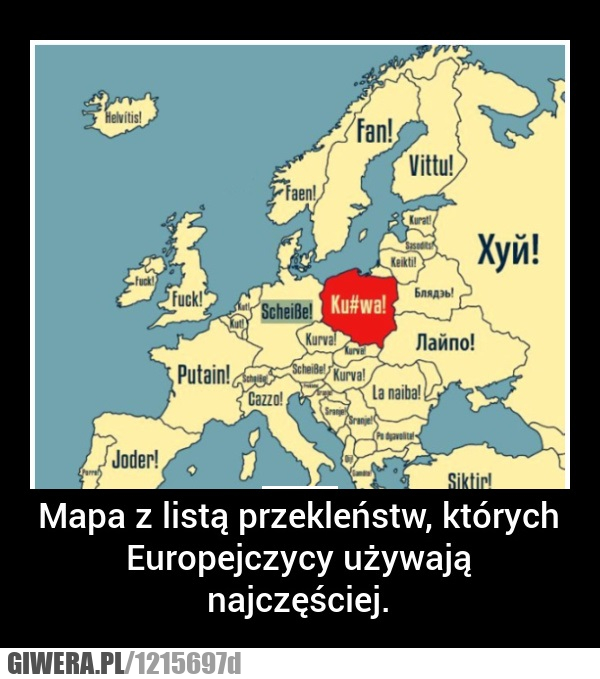 europejskie, przekleństwa,najczęstrze,mapa,