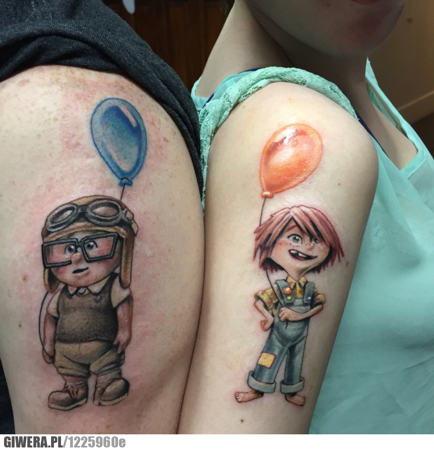 tatuaż,para,balon,bajka