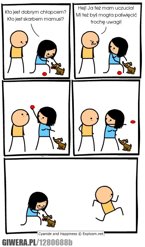Pies,uczucia,piłka,cyanide and happiness