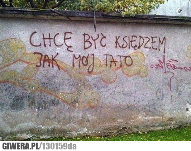 ksiądz,ojciec,dziecko,graffiti