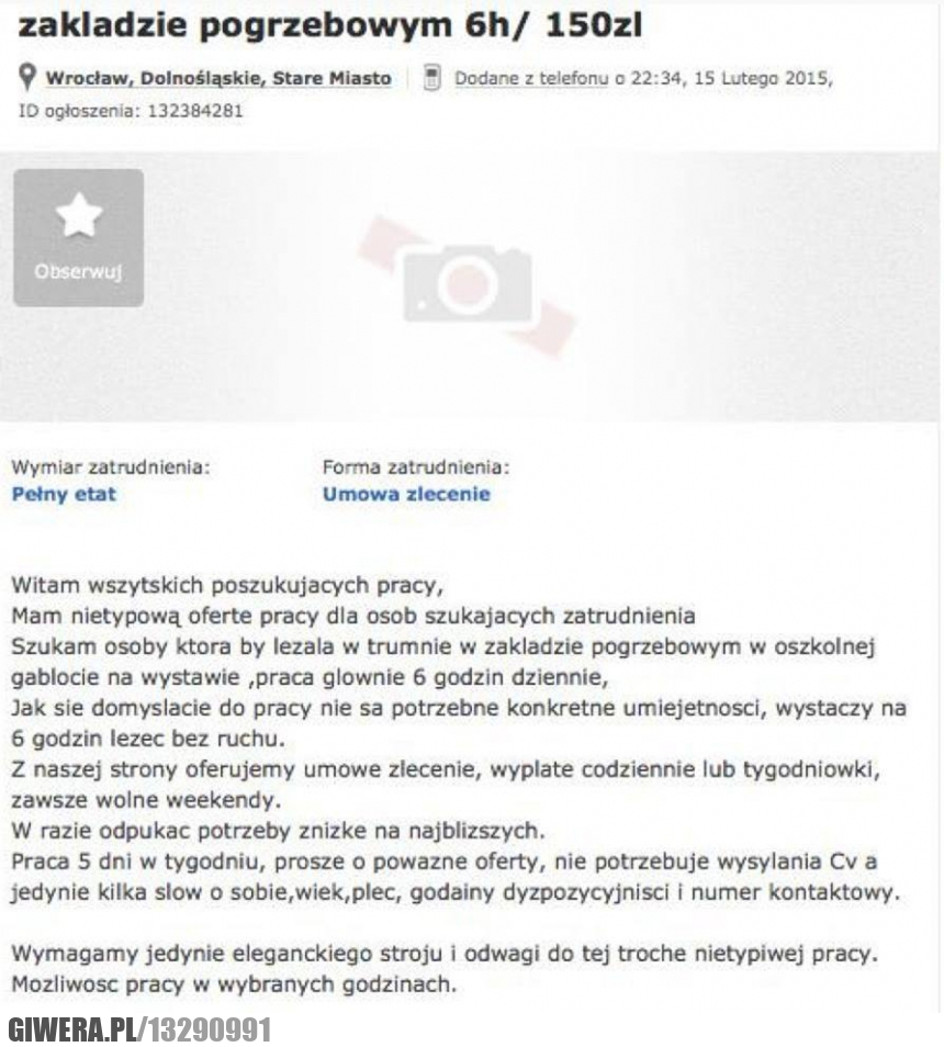 zakład pogrzebowy,praca,oferta pracy