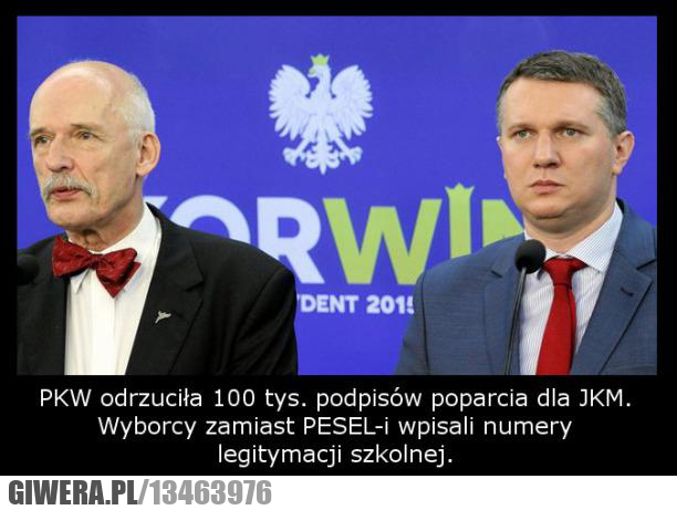 Korwin,pkw,podpisy,legitymacja szkolna