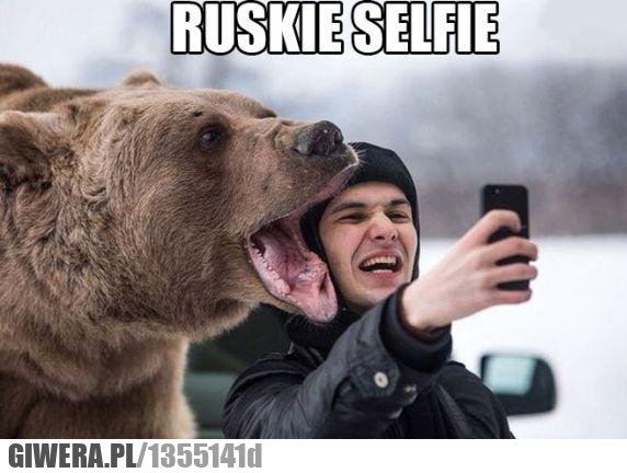 Ruskie selfie,niedźwiedź