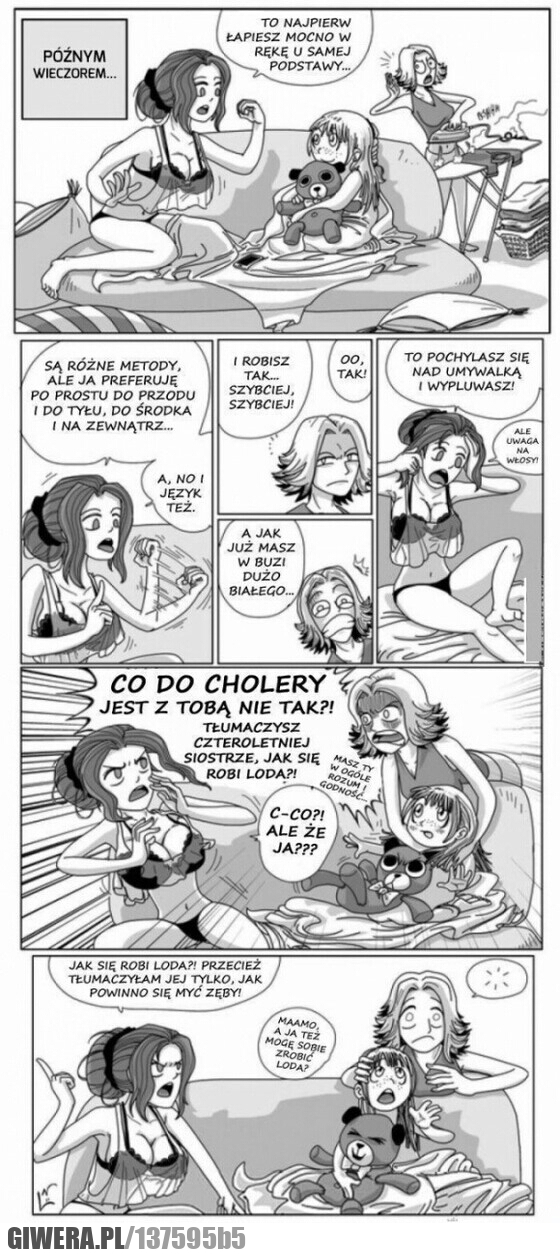 Mycie zębów,siostra uczy