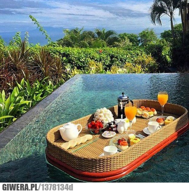 basen,śniadanie,raj