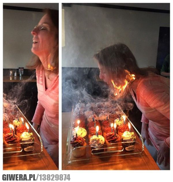 Zdmuchiwanie świeczek,włosy,podpalenie,babeczka,świeczka,ogień