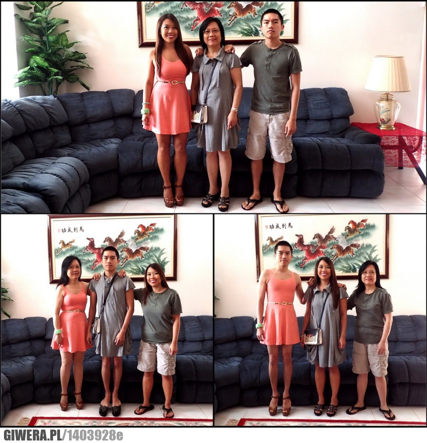 Zamiana ubrań,zdjęcie rodzinne