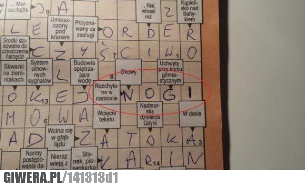 Krzyżówka,namiot,nogi