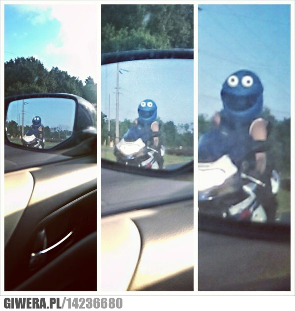 Cookie Monster,kask,motocykl