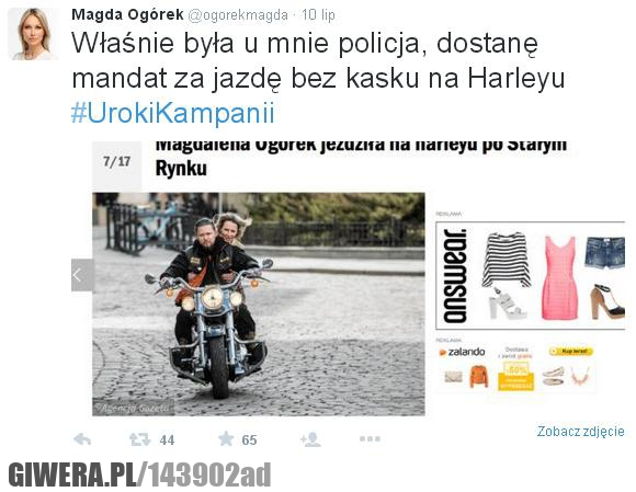 Magdalena Ogórek,Mandat,Kask,Harley