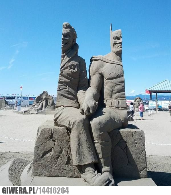 Rzeźba,piasek,Batman,Joker