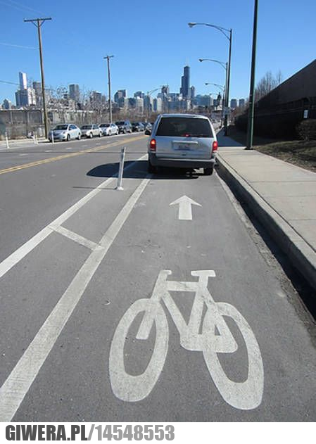 Logika kierowców,ścieżka rowerowa,rowerzysta