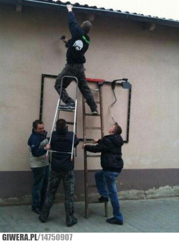 Współpraca,bhp,drabina