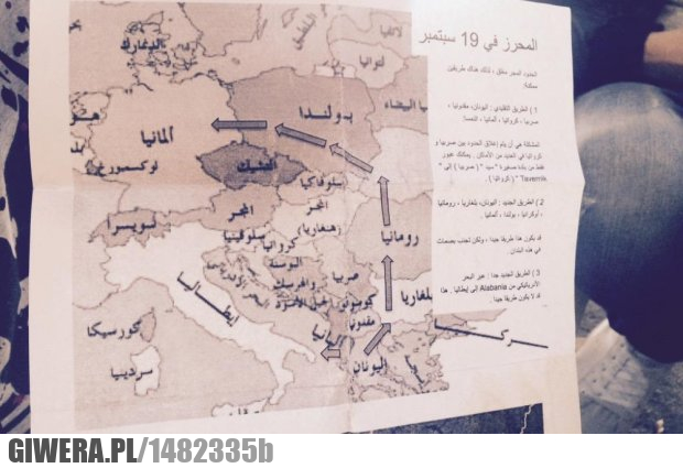 imigranci, islam, mapa, mapka, szlak, europa