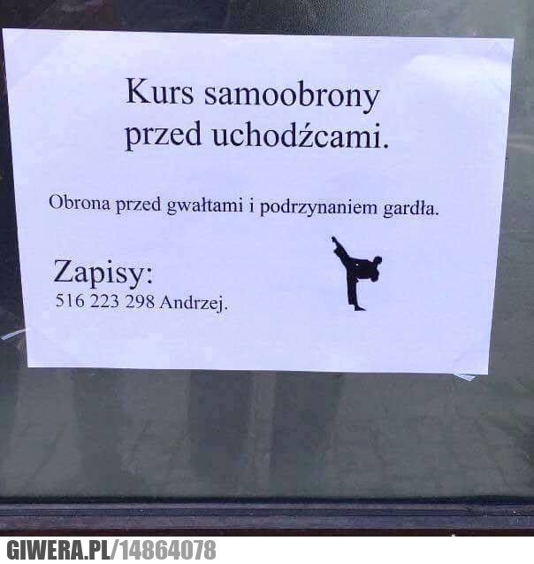 Reklama dźwignią handlu,Kurs Samoobrony,Uchodźcy