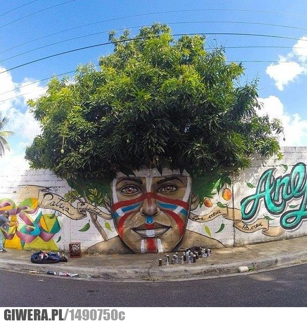 Street Art,Mural,Graffiti,Drzewo,Włosy