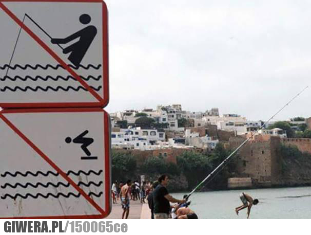 zasady,wędkarstwo,skok do wody