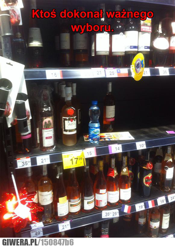 Ważny wybór,wino,woda,sklep