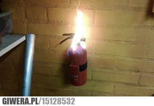 Ironia,gaśnica,ogień