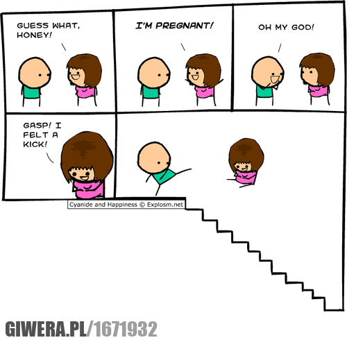 ciąża, kopanie, koleś, komiks