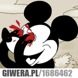 myszka miki, oczy, krew