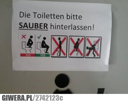 Instrukcja obsługi toalety w urzędach miejskich w Niemczech