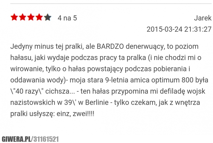 Szczera recenzja,pralka