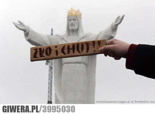 zło, i, chuj, jezus, w, swiebodzinie, pomnik