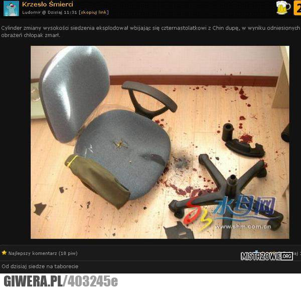 krzesło, śmierci, czternastolatek, z, chin, w, dupę