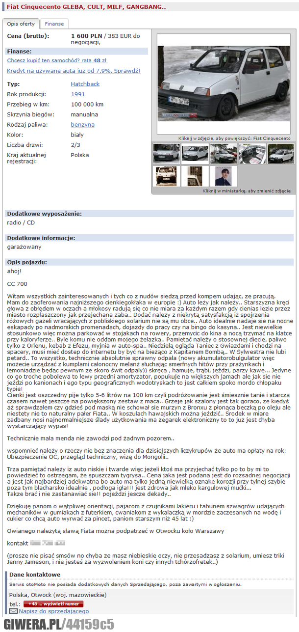 niesamowita, oferta, fiat, cinquecento