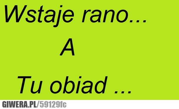 wstaję, rano, obiad