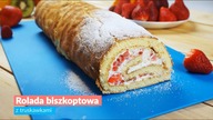 Rolada biszkoptowa z truskawkami i bitą śmietaną