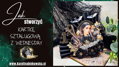 Kartka sztalugowa na urodziny w klimacie Wednesday  | Mroczna elegancja krok po kroku