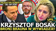 KRZYSZTOF BOSAK PRAWIE WYSZEDŁ Z WYWIADU! MUSIAŁ BRONIĆ GRZEGORZA BRAUNA PRZED DZIENNIKARKĄ!