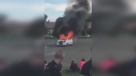 LiveLeak - Burning van in a parking lot