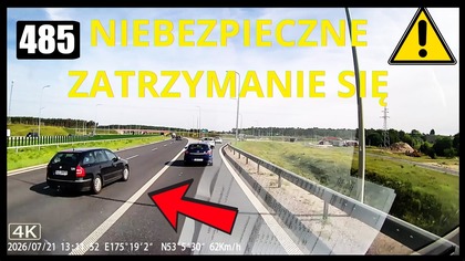 Kierowca Skody zatrzymuję się na środku ekspresówki