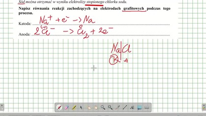 S&oacute;d można otrzymać w wyniku elektrolizy stopionego chlorku sodu.  ZADANIE 12 AM 2006 ELEKTROLIZA