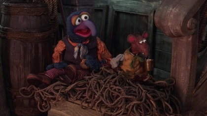 The Muppets set sail in search of treasure, with Jim Hawkins and Long John Silver.