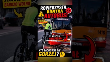  Autobus kontra rowerzysta.  Kto Twoim zdaniem przesadził?  #droga #rower #kierowca #shorts