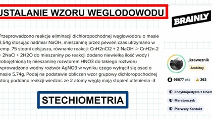 Przeprowadzono reakcje eliminacji dichloropochodnej węglowodoru o masie. BRAINLY.  #chemia #chemistry