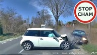Wypadek na DW 214 - zjechał na czołówkę #1821 Wasze Filmy