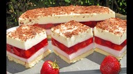 Ciasto Ptasie Mleczko z truskawkami-łatwe, delikatne i przepyszne-tylko kilka składników
