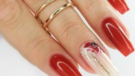 Poppy flower red nails art tutorial / Cuccio Polska