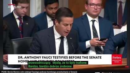 Ostre Grilowanie Antoniego Fauciego przez senatora Bernie Moreno o zbrodnie przeciwko ludzkości